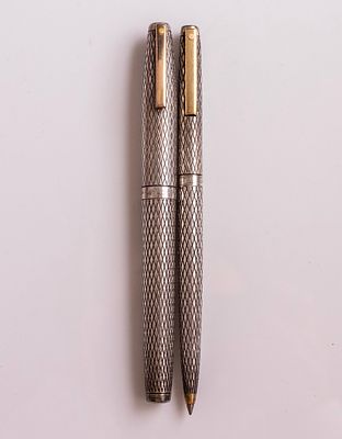 סט עטים, Sheaffer Imperial Sterling. סט עט נובע ועט כדורי תוצרת Sheaffer, דגם Imperial, כסף 