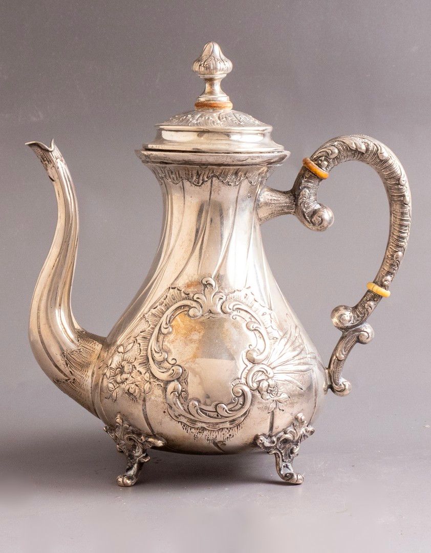Austro-Hungarian silver kettle. An Austro-Hungarian silver kettle, decorated with reliefs of 