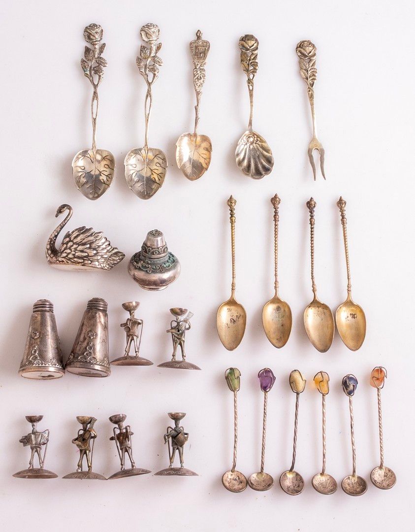 Silver Items, Various Origins. Lot of silver items, various origins including Germany and 