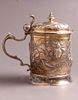 Silver Tankard, Germany. Silver tankard cup with a lid, Germany, Augsburg, 18th century. Image - 3