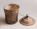 Silver Cup, Far East. Silver lidded cup from the Far East, probably Indian. Embossed with floral Image - 2