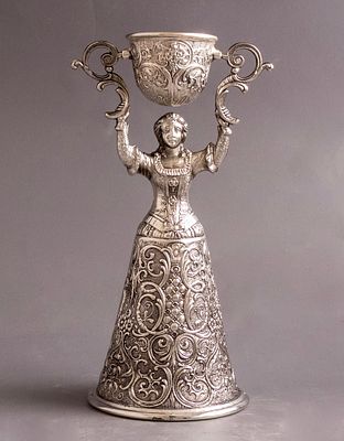 German Silver Plated Brautbecher (Bridal Cup). German silver-plated Brautbecher (bridal cup).