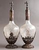 Silver & Glass Decanters, Hanau. Pair of German crystal and silver decanters by J.D. Schleissner Image - 1