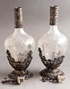 Silver & Glass Decanters, Hanau. Pair of German crystal and silver decanters by J.D. Schleissner Image - 2