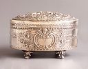 European Silver Box. European sterling silver box, embossed with Putti figures and floral Image - 2