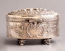European Silver Box. European sterling silver box, embossed with Putti figures and floral Image - 4