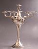 Iraqi Silver Hanukkah Menorah, Baghdad, circa 1940. Height: 33 cm. Total weight: 773 grams. Image - 1