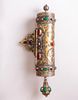 Turkmen Megillah Case. Turkmen metal Megillah case. Decorated with gilding and set with Star of Image - 1