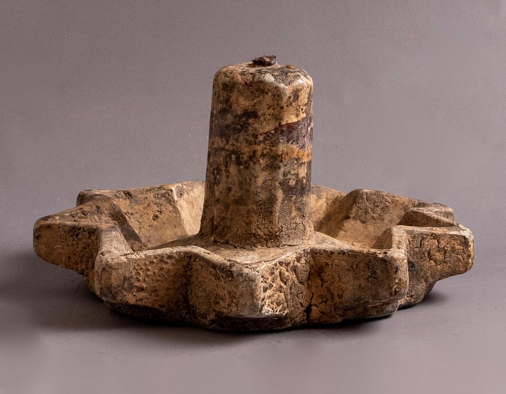 Antique Yemenite Stone Carved Oil Lamp. Antique Yemenite stone carved oil lamp with 9 oil fonts. 