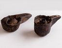 Antique Yemenite Stone Carved Oil Lamps. Lot 2 antique clay oil lamps, 18th century - 19th Image - 1