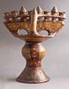 Terracotta Menorah, North Africa. North African Terracotta Sabbath lamp, probably from Libya Image - 1