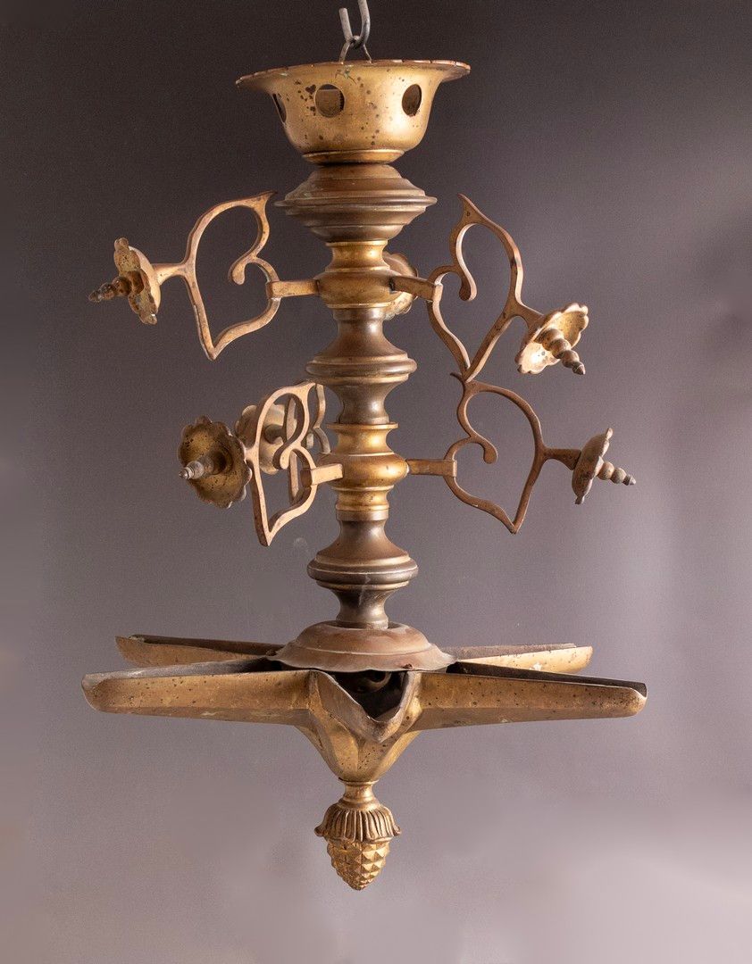 Bronze Jewish Lamp (Judenstern). 19th century bronze Jewish lamp (Judenstern) from 