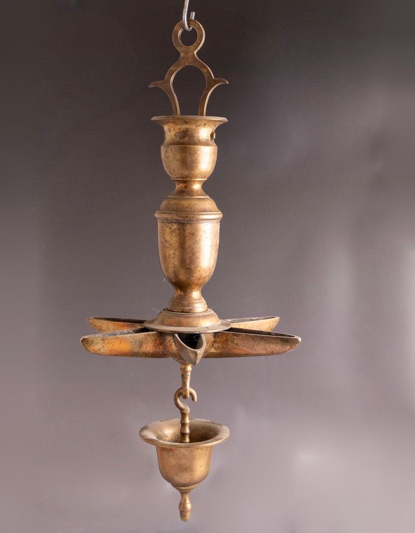 Bronze Jewish Lamp (Judenstern). 19th century bronze Jewish lamp (Judenstern) from 