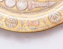 Jewish Brass Tray, Damascene Work. Fine Jewish brass tray, inlaid with silver, copper and gold Image - 3