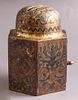 Damascene Jewish Charity Box. Jewish charity box (tzedakah). Made of brass, inlaid with silver Image - 4