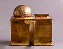 Jewish Charity Box. Jewish brass charity box (tzedakah), shaped as Rachel's tomb. Decorated with Image - 1