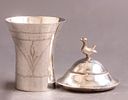 Iraqi Silver Kiddush Cup. Early 20th century Iraqi Silver Kiddush cup with a matching lid and Image - 6