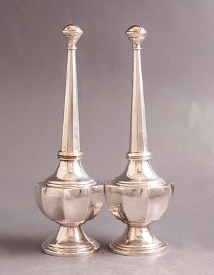Jewish Silver Rose Water Sprinklers, Iraq. Pair of early 20th century Iraqi silver Rose water