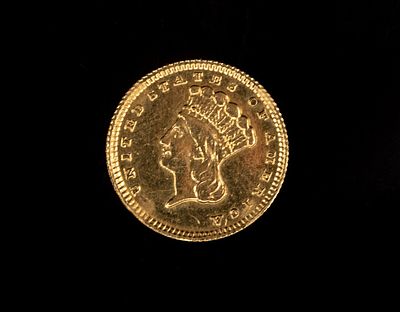מטבע זהב אמריקאי. מטבע זהב 900 אמריקאי Indian Head בערך של $1, 1856. משקל 1.67 גרם.***עמלה 