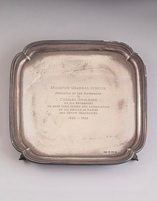 Silver Tray, England. Silver tray, England, Sheffield, 1961. Bears a late engraved dedication 