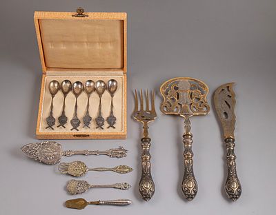 Silver Cutlery. Silver cutlery parts, various origins including England, Germany and more. 