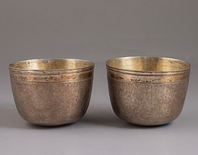 Augsburg Silver Cups. Pair of 16th/17th century silver cups, Augsburg, Germany. Hand hammered. 