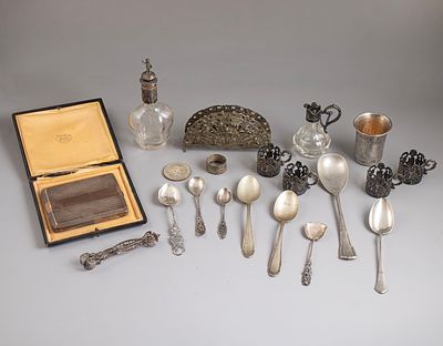 Silver Items, Various Origins. Lot of silver items, various origins, including Germany, Israel 