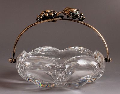 Aage Weimar Denmark Silver & glass Bowl. Aage Weimar Denmark silver handled glass bowl. 