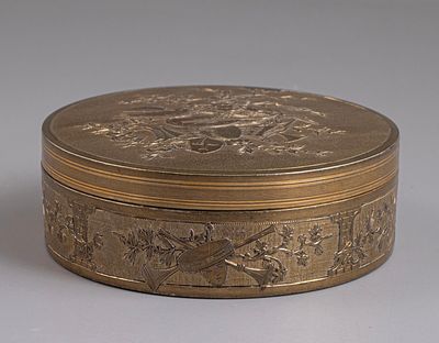 French Gilt Silver Box. French gilt silver box by F. Ducot, Bordeaux. Engraved with floral 