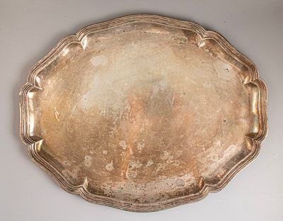 Silver Tray, Germany. German 800 silver tray by Posen. 47.5X38 cm. Weight: 1314 grams. Hallmarked.