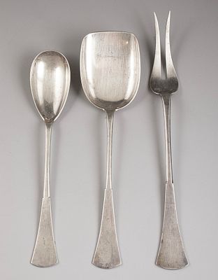 Silver Serving Utensils, Austria-Hungary. Lot of 3 silver serving utensils, Austria-Hungary 
