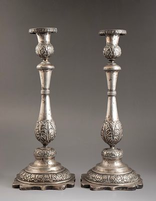 Silver Candlesticks, Russian. Pair of silver candlesticks, Belarus under Russian rule, Minsk 