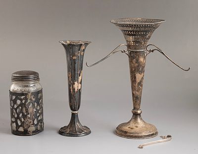 Silver and Glass Items, England and Germany. Lot of silver items, England and Germany. 