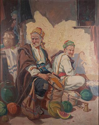 Jan Kamenicky. יאן קמניצקי, אוריינטליזם, שמן על עץ, 65X52 ס"מ, חתום. נושא חותמת של "Slovak 