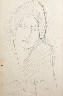 Leopold Gottlieb (‏1883-1934). לאופולד גוטליב (1883-1934), דיוקן אישה, עיפרון על נייר, 24.5X15.5 