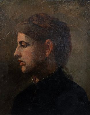 N&aacute;ndor Katona (1864-1932). ננדור קטונה (1864-1932), דיוקן אישה, 1884, שמן על בד מוצמד ללוח 