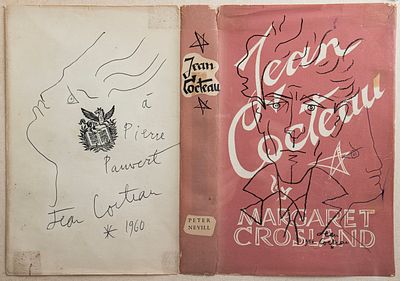 ז'אן קוקטו (1889-1963), דמויות, 1960, רישום עט על כריכת ספרו של האמן, 22X31.5 ס"מ, חתום, מתוארך 