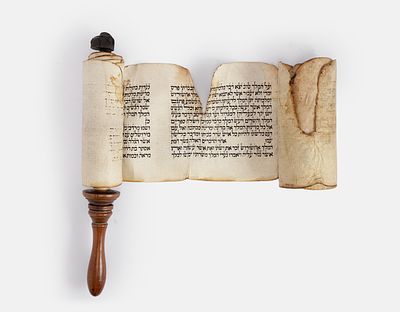 מגילת אסתר על קלף. מגילת אסתר כתובה על קלף, המאה ה-19. גובה הקלף: 17 ס"מ. אורך בית המגילה: 37 