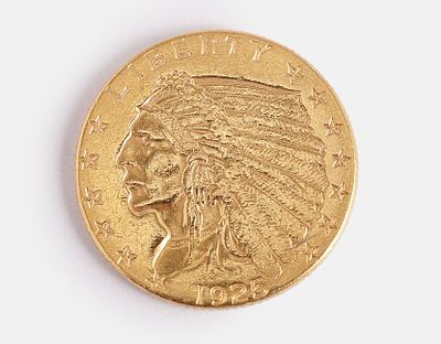 מטבע זהב אמריקאי. מטבע זהב 900 אמריקאי Indian Head בערך של $2.5, 1925. משקל 4.16 גרם.***עמלה 