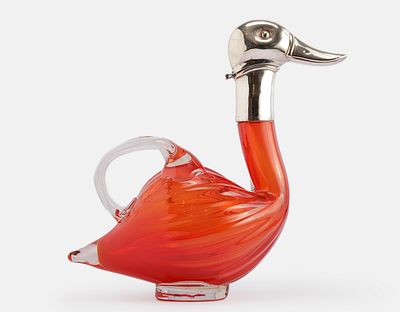 Glass & Silver Decanter, Uri Bloch. Glass and 950 silver decanter designed by Uri Bloch, 20th 