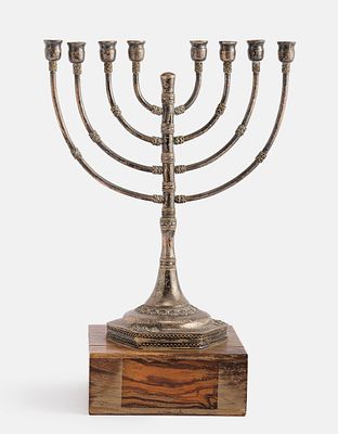 Silver Hanukkah Menorah, Bezalel Style. Silver Hanukkah Menorah, Bezalel style. Decorated with 