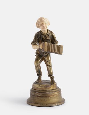 Louis Barthelemy. Louis Barth&eacute;lemy, Accordion Player, bronze and carving sculpture, height: 14 