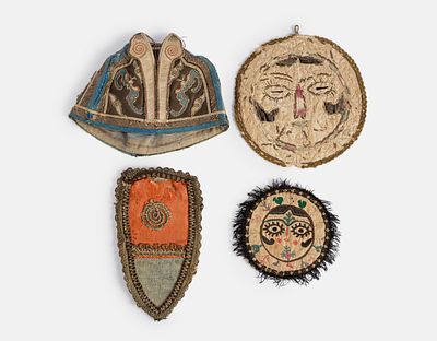 Embroidery Works. Lot of 4 silk embroidery works, including: * Two Persian medallions with the 
