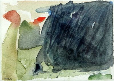 אהרון מסג, מופשט. אהרון מסג (נ.1942), מופשט, צבע מים על נייר, 14x19 ס"מ, חתום.