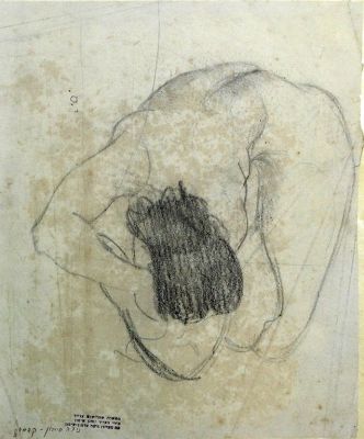 יוחנן סימון, עירום. יוחנן סימון (1905-1976), עירום, עיפרון על נייר, 29x23 ס"מ, חתום בחותמת 