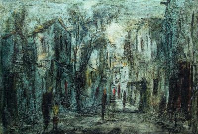 צבי רפאלי, סמטה. צבי רפאלי (1924-2005), סמטה, שמן על בד, 57x80 ס"מ, חתום.