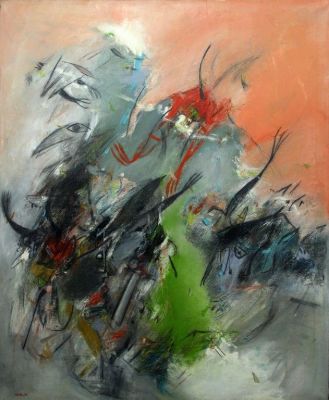 אהרון מסג, מופשט. אהרון מסג (נ. 1942), מופשט, שמן על בד, 106x92 ס"מ, חתום.