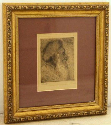 הרמן שטרוק, יהודי זקן. הרמן שטרוק (1876-1944), יהודי זקן, תחריט, 12.5X9 ס"מ. חתום.