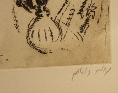 נחום גוטמן, מעשנים נרגילה. נחום גוטמן (1898-1980), מעשנים נרגילה, תחריט, 24X29 ס"מ, חתום 