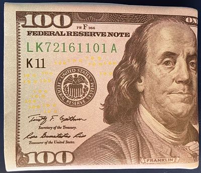 ארנק חדש אופנתי מעוצב כשטר ארה"ב 100 דולר (בנג'מין פרנקלין).